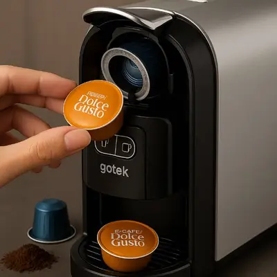 Aparat per kafe kompatibel me Nespresso, Dolce Gusto dhe kafe te bluar per perdorim fleksibel
