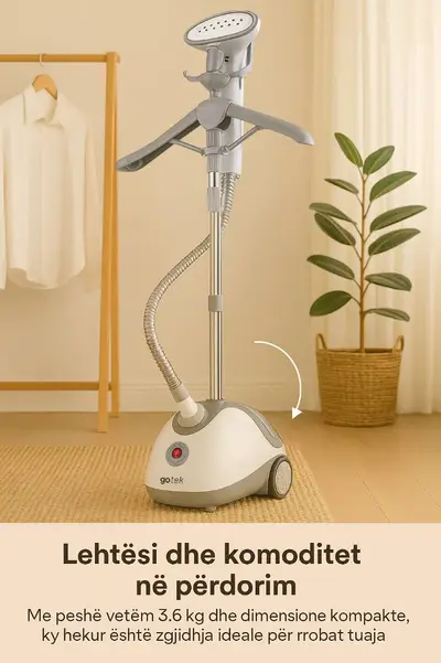 Hekur per rroba me avull Gotek i lehte dhe kompakt per hekurosje te perditshme ne shtepi