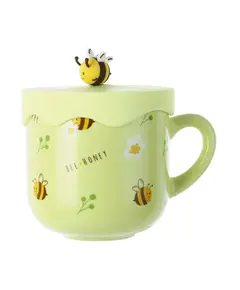 Tas qeramike me kapak Bee Series 400mL(Yellow), Ngjyra: Verdhë