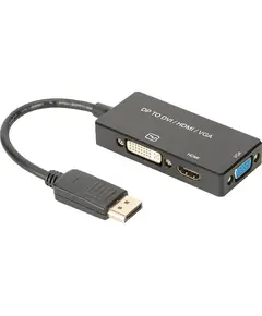 Kabëll Digitus Displayport  > HDMI, DVI, VGA (STBU) 0,2m Adapter 4K UHD 30Hz / Black "