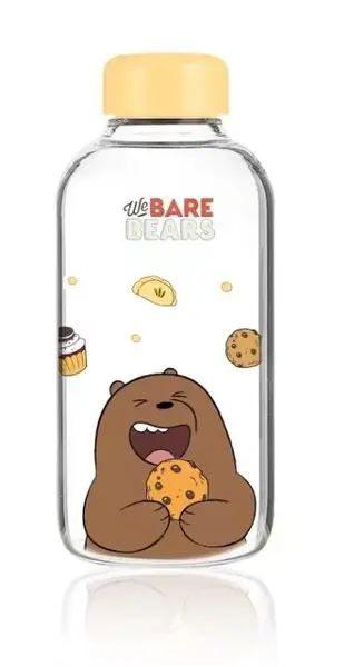 Shishe qelqi We Bare Bears 600ml Grizz, Ngjyra: Kafe