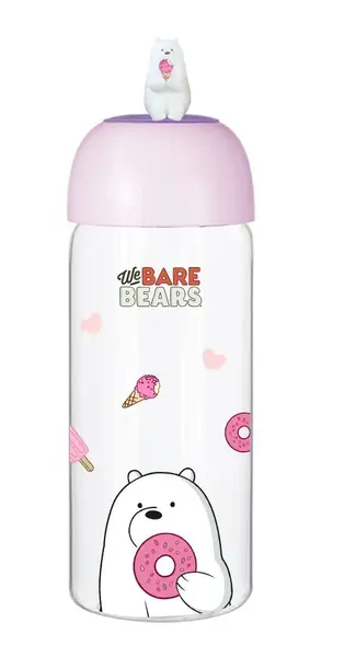 Shishe qelqi We Bare Bears 420ml IceBear, Ngjyra: Bardhë