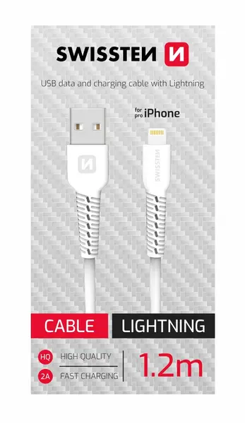 Kabëll telefoni Swissten USB/LIGHTENING 1.2M WHITE 71506030