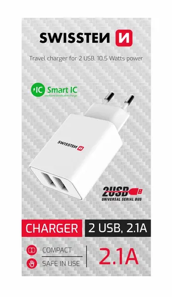 Mbushës telefoni Swissten TRAVEL SMART IC 2XUSB 22034000