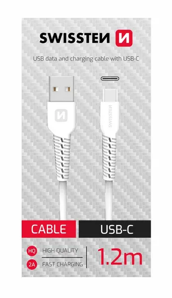 Kabëll telefoni Swissten DATE  Usb/Usb-c 1.2 White 71506020