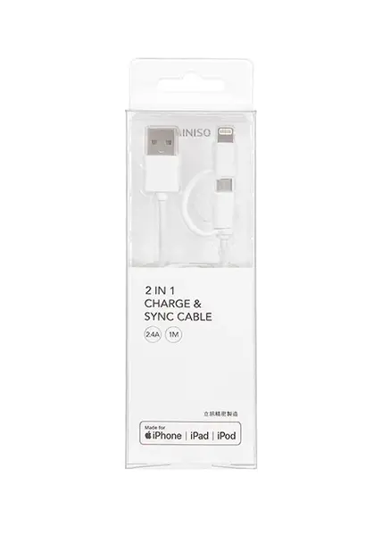 2 në 1 USB kabëll për Apple (Bardhë)