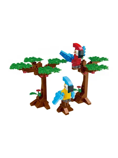 Lodër - Rainforest Animals Building Blocks(Parrot, 125 copë)