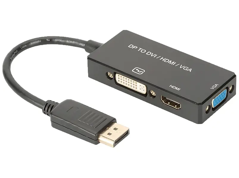 Kabëll Digitus Displayport  > HDMI, DVI, VGA (STBU) 0,2m Adapter 4K UHD 30Hz / Black "