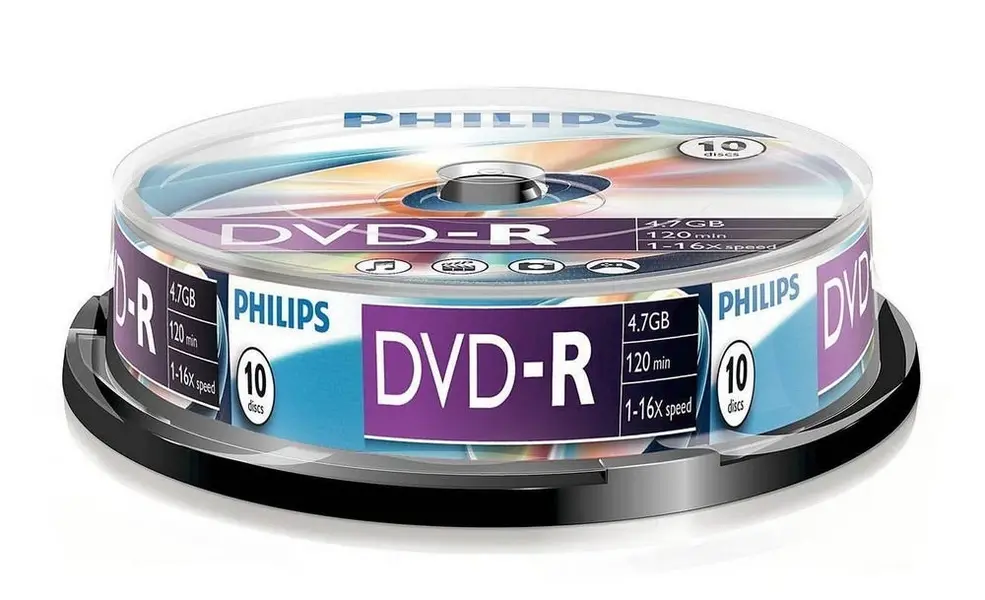 DVD-R  PHILIPS  4.7GB 16 X SPINDLE 10 SSD